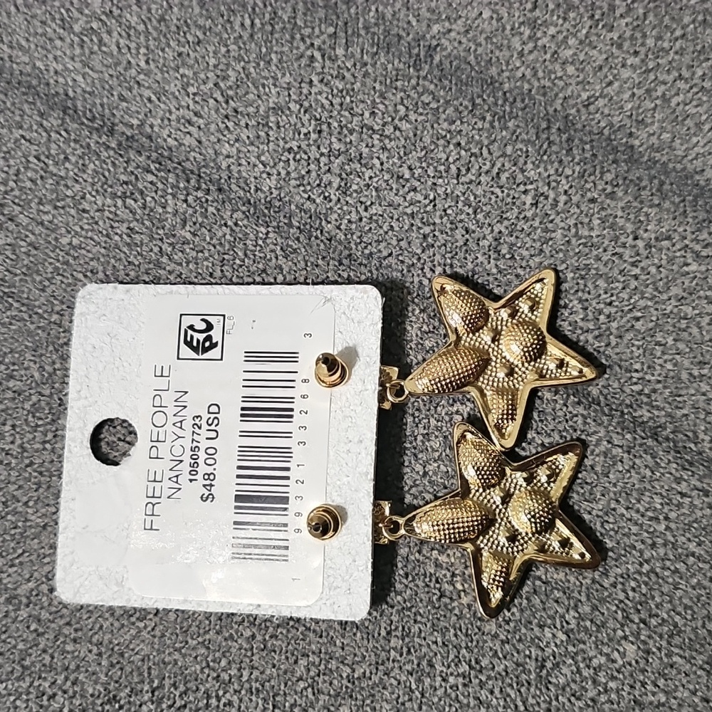 NWT Free People Nancy Ann Earring Post Gold Tone Rainbow Rhinestone - Picture 4 of 4